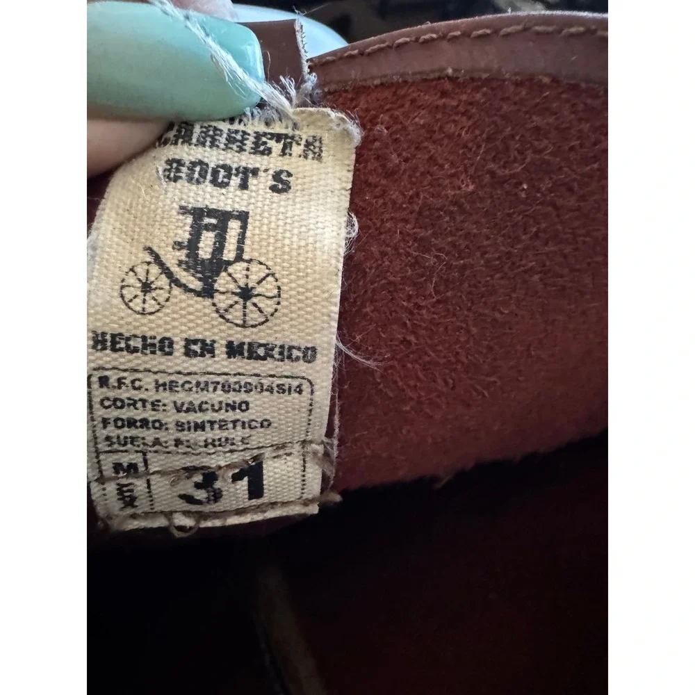Men Leather Carreta Boots Size 31 Or Size 13 Great Condition Insoles Missing